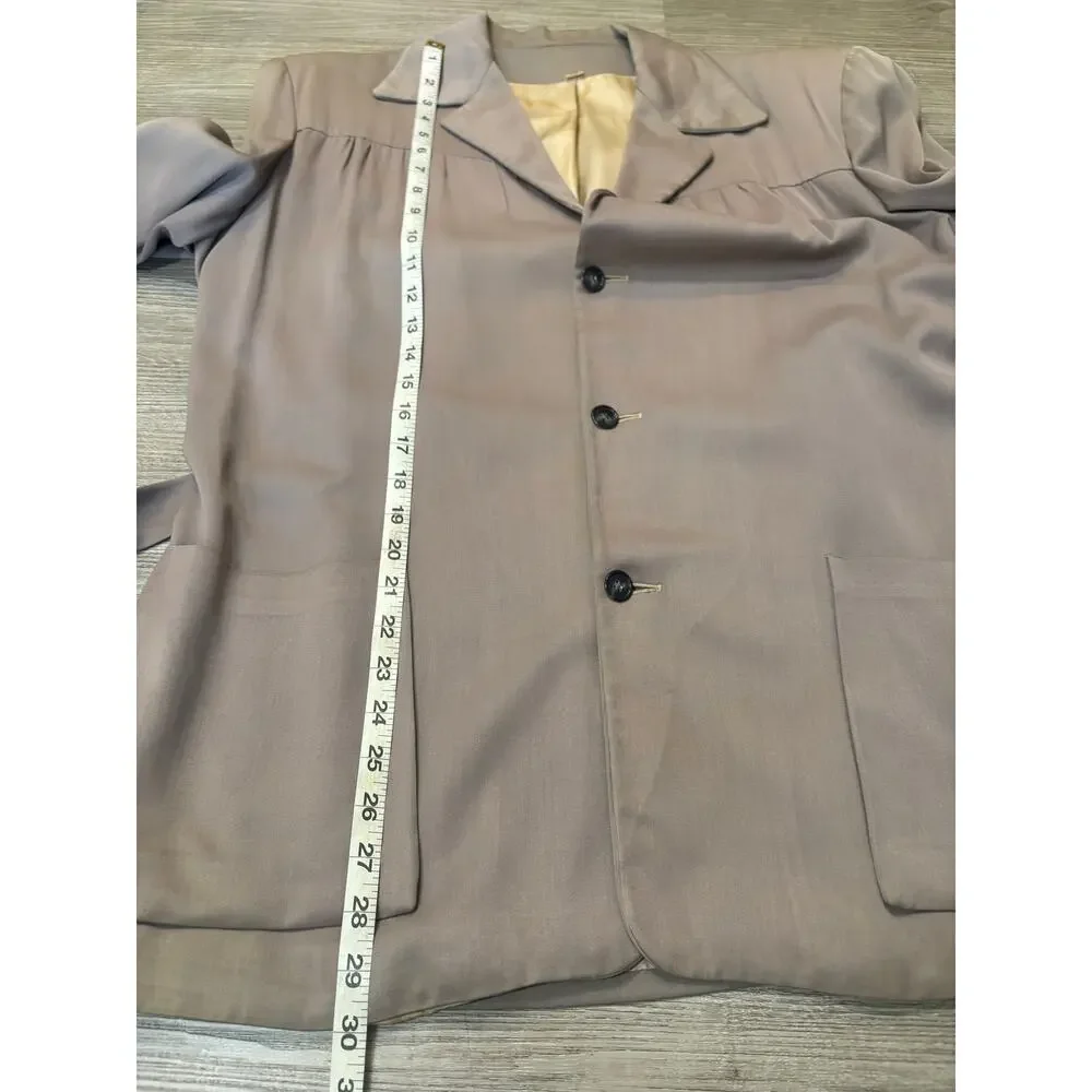 VTG‎ 1950's Gabardine Belted Hollywood Jacket 38R Rockabilly Hepcat Elvis Taupe